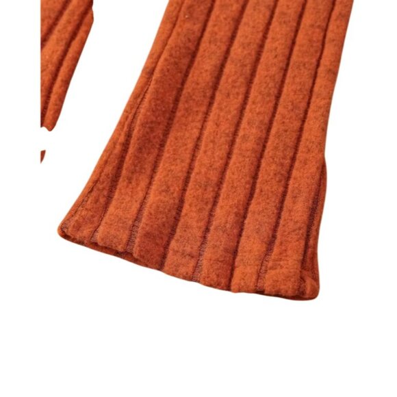 SHEIN Girls' Casual Thick-Knitted Ribbed Top, Flared Pants Set IN Orange - Size - Picture 5 of 6